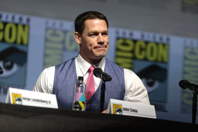 John Cena speaking on a panel at San Diego Comic-Con